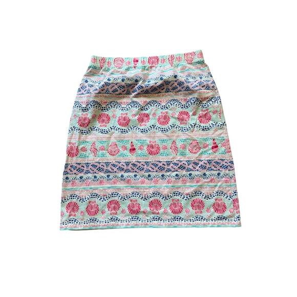 TALBOTS cotton stretchy skirt, size Small; Sea Shell Multicolor Print - Picture 1 of 6
